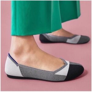 Rothy's The Flat Round Captoe Plaid Ballet Flats Slip-On Knit Shoes Size 10.5